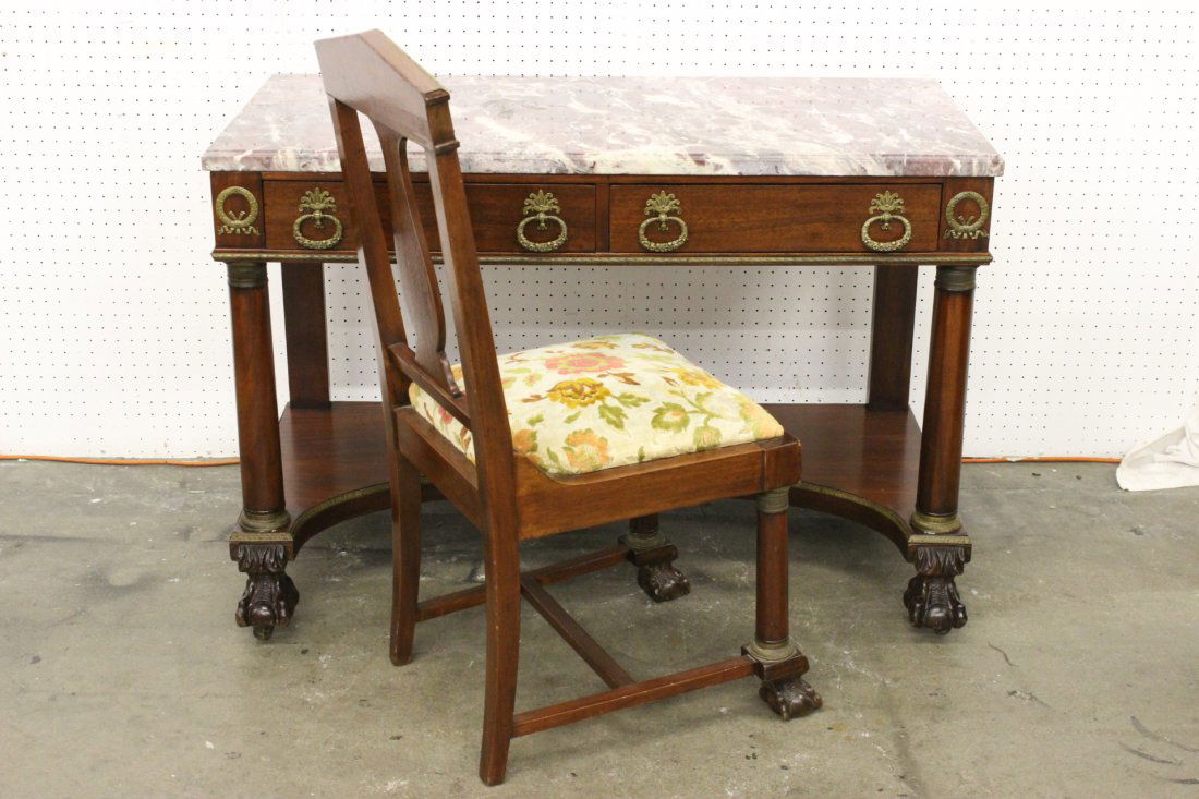 Vintage marble top mahogany vanity & chair (1 of 9)