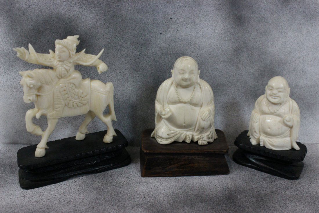 3pc Chinese early 20th century ivory carvings (1 of 10)