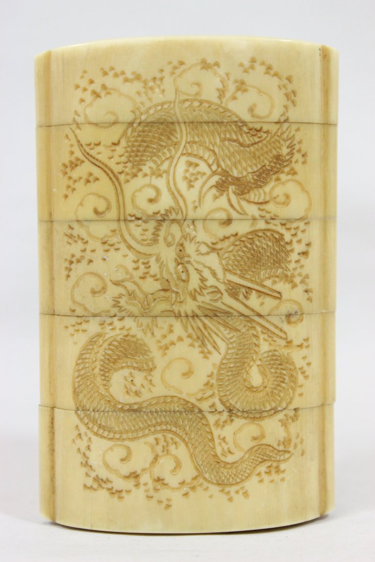 Antique Japanese ivory carved 5-section inro (1 of 10)