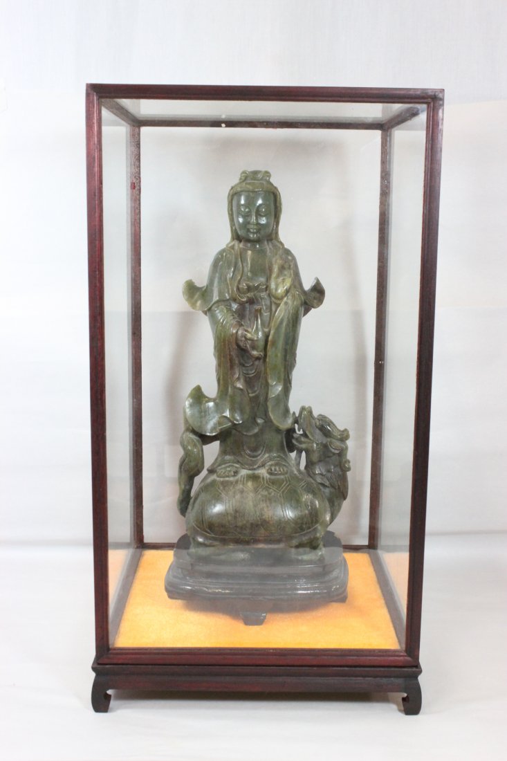 Chinese jade carving in display case (1 of 10)