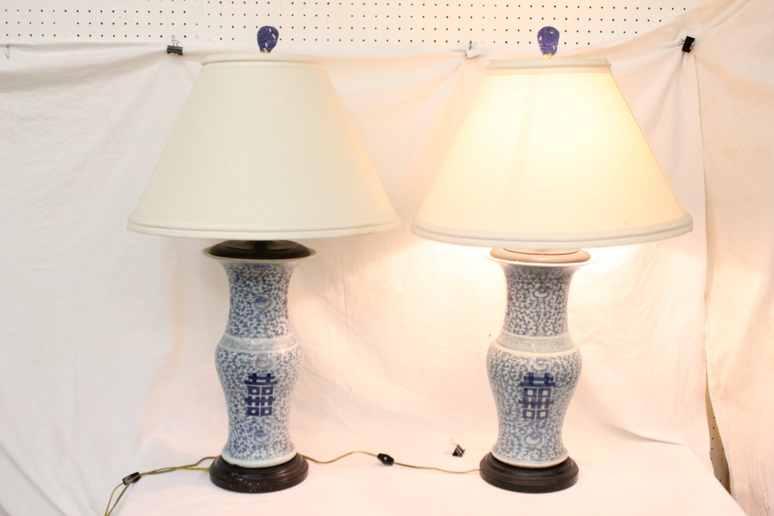 Chinese 19th c. porcelain vases, made as lamps (1 of 10)