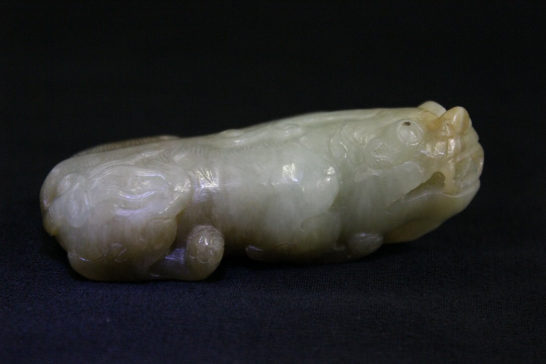 A fine Chinese celadon jade carved qilin (1 of 8)