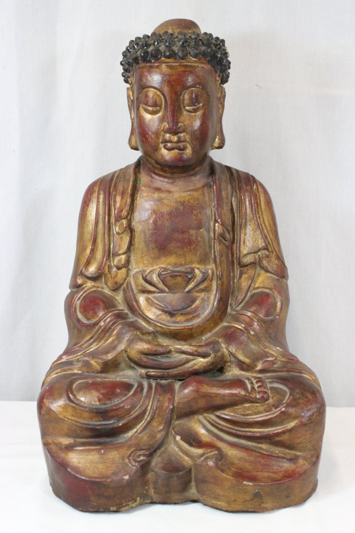 Unusual Chinese lacquer paper Mache Buddha (1 of 10)