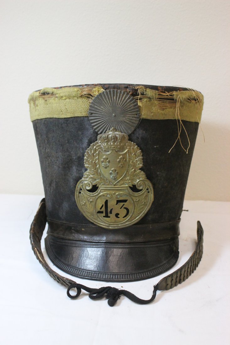 1820's French 43 infantry regiment shako w/ royal crest (1 of 10)