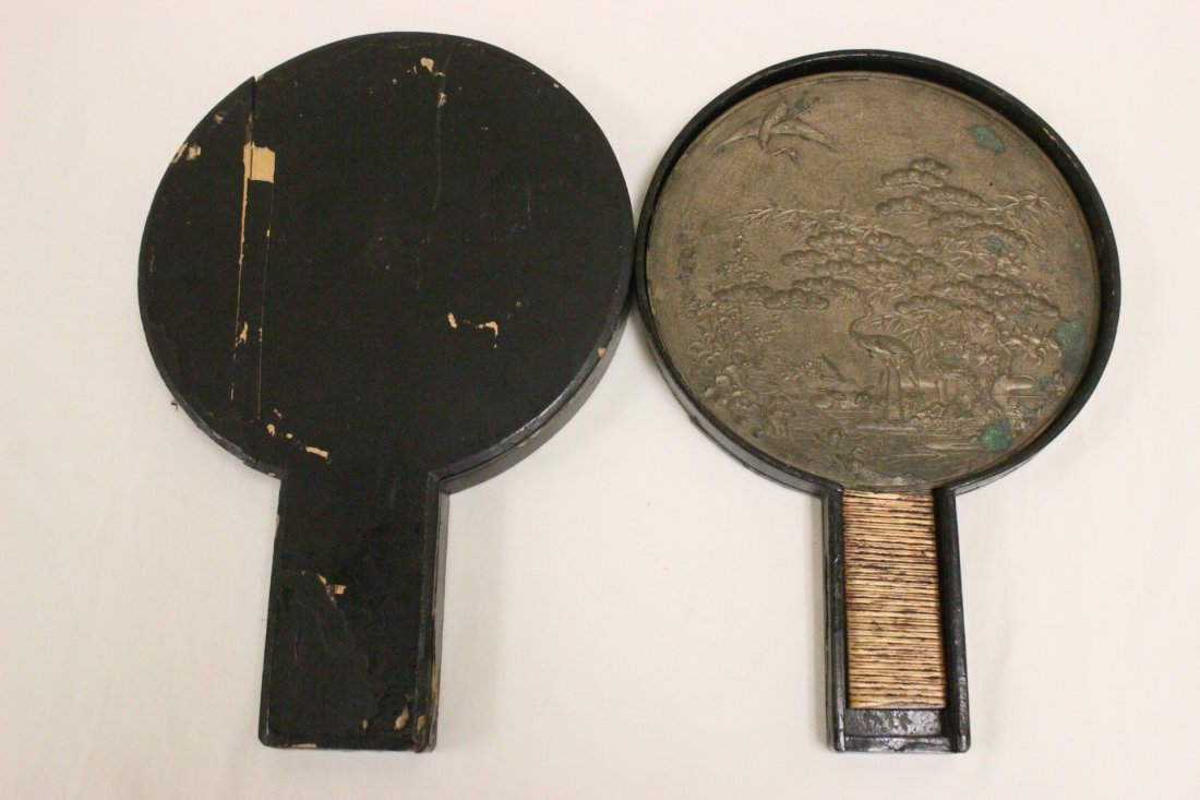 Antique Japanese bronze fan: Antique Japanese bronze fan, 13.8"x9.65"