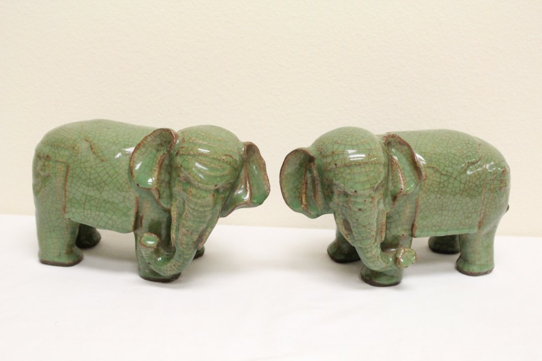 pair Chinese celadon porcelain elephants (1 of 10)