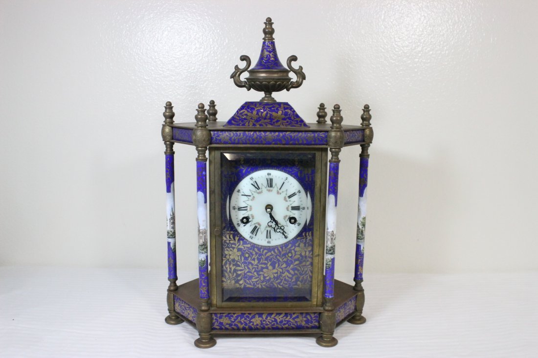 Chinese enamel on bronze table clock (1 of 10)