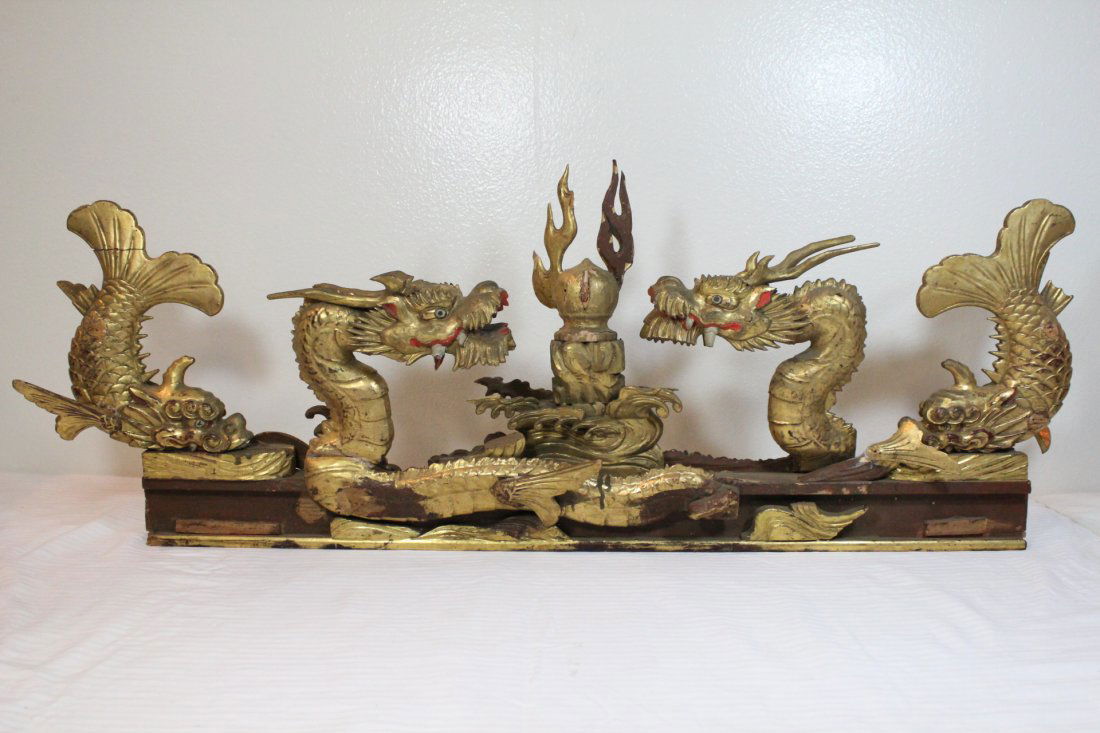 Antique Chinese gilt wood ornament (1 of 10)