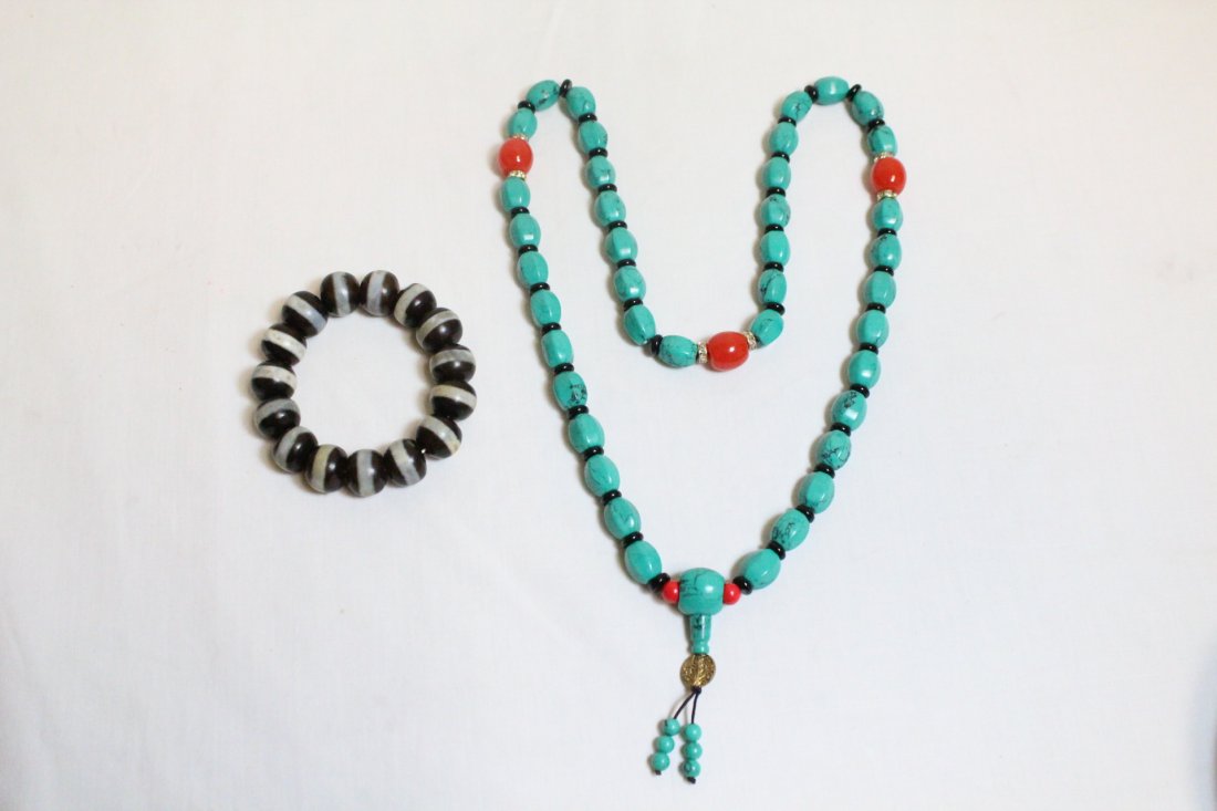 one bead necklace, and a dzi bead like bracelet (1 of 10)