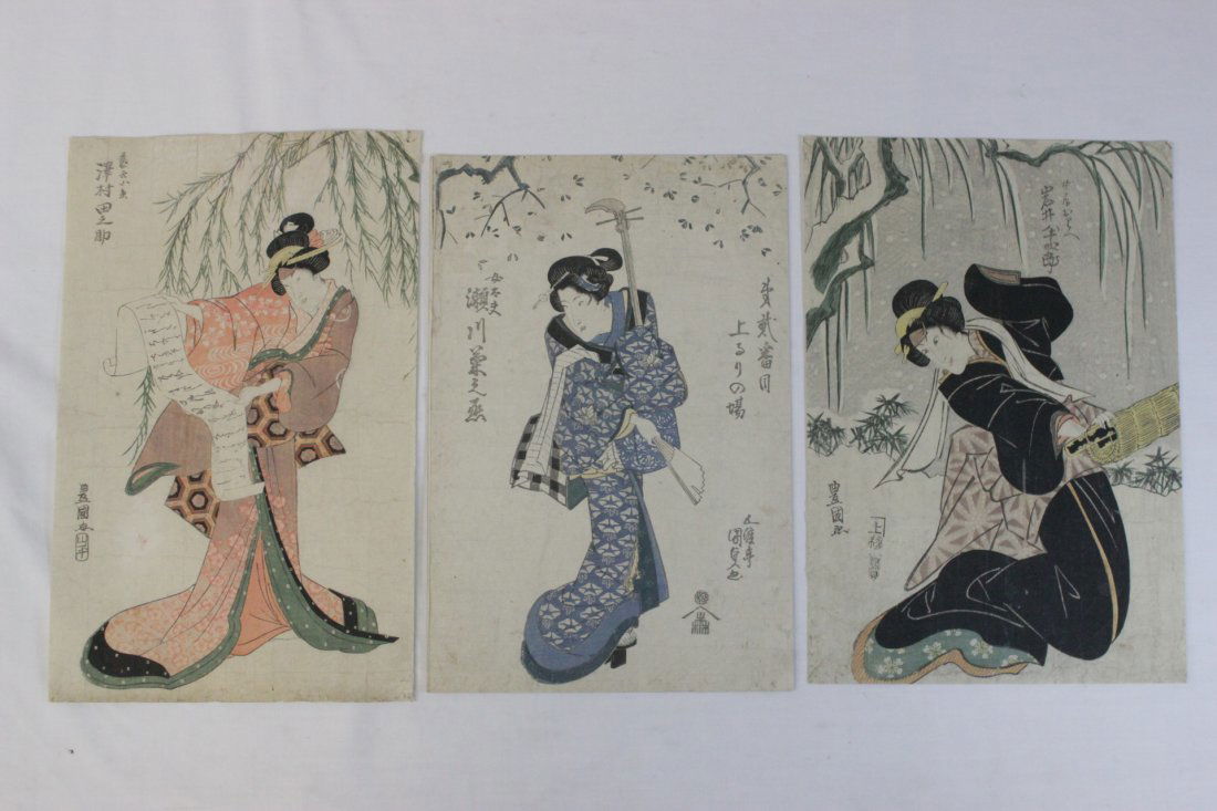 3 Japanese woodblock prints (1 of 8)