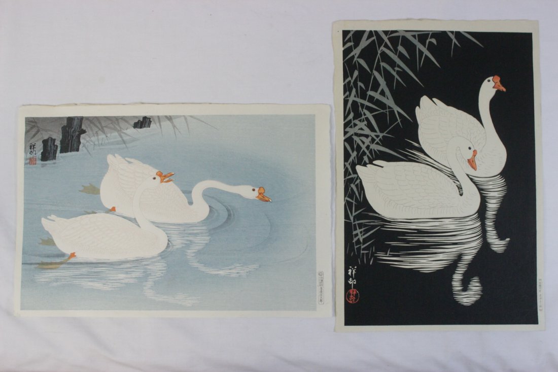 2 Japanese woodblock prints by Koson Ohara (1 of 10)