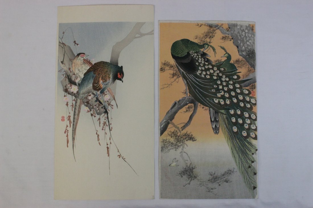 2 Japanese woodblock prints by Koson Ohara (1 of 10)