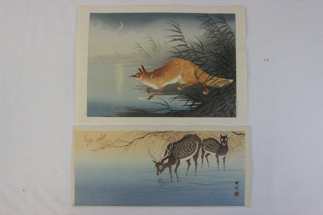 2 Japanese woodblock prints by Koson Ohara (1 of 10)