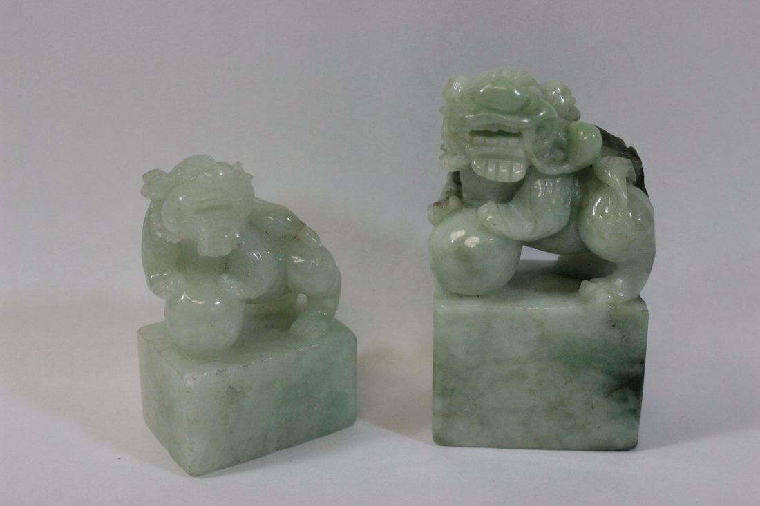 2 Chinese natural color jadeite seals (1 of 10)