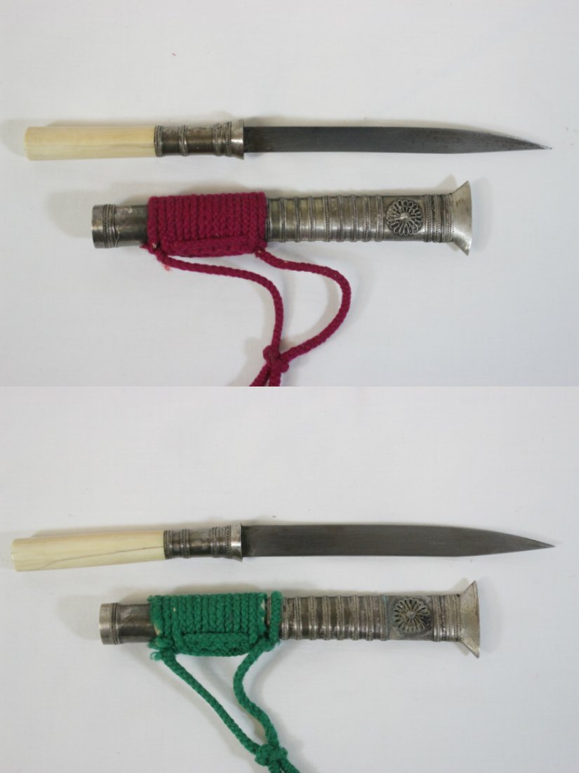 2 antique daggers w/ silver scabbard & ivory handles (1 of 10)