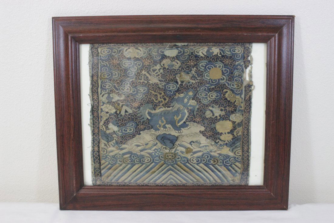 Chinese antique rank patch depicting qilin (1 of 9)