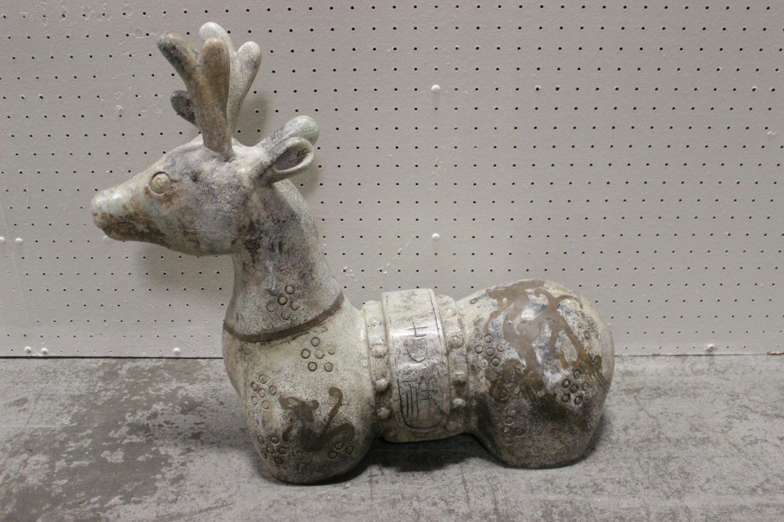 large Chinese jade carved deer (1 of 10)