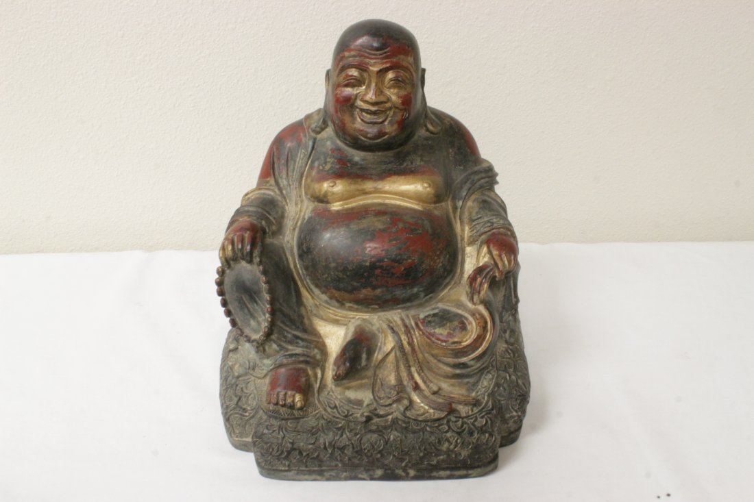 Chinese polychrome bronze seated Buddha (1 of 9)