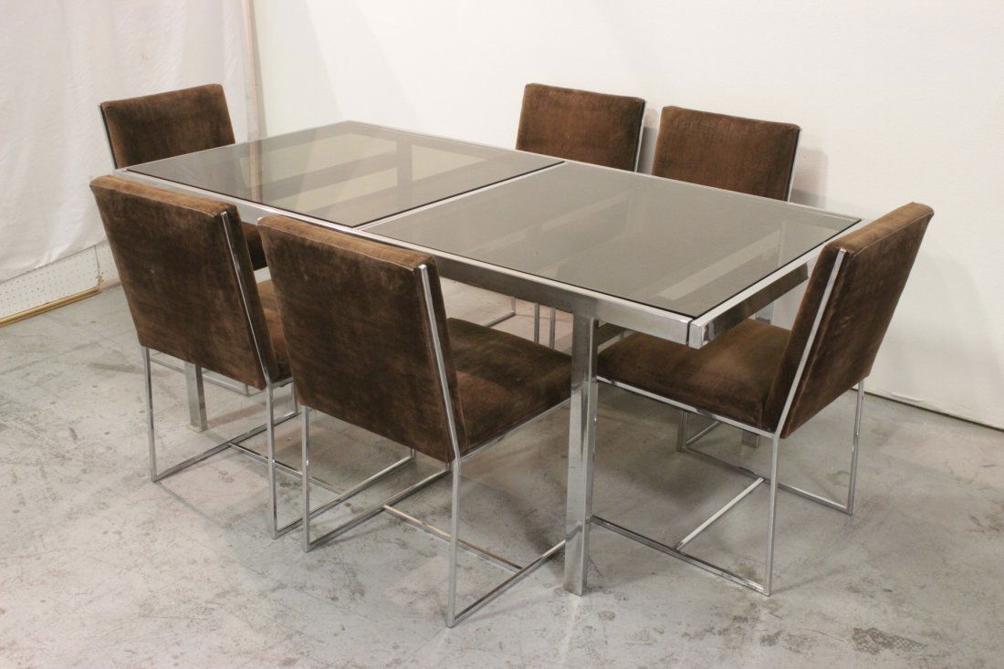 Modern chrome and glass dining set (1 of 10)
