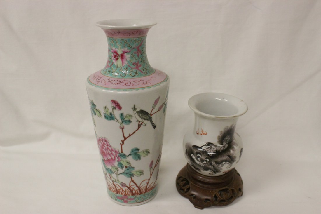 2 Chinese antique famille rose porcelain pieces (1 of 10)