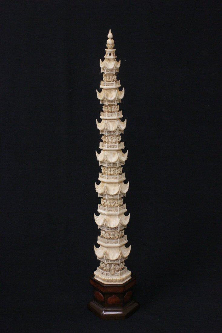 Chinese 19th century ivory carved pagoda (1 of 10)