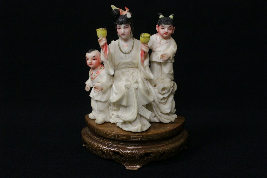 Chinese polychrome ivory carved figure (1 of 10)