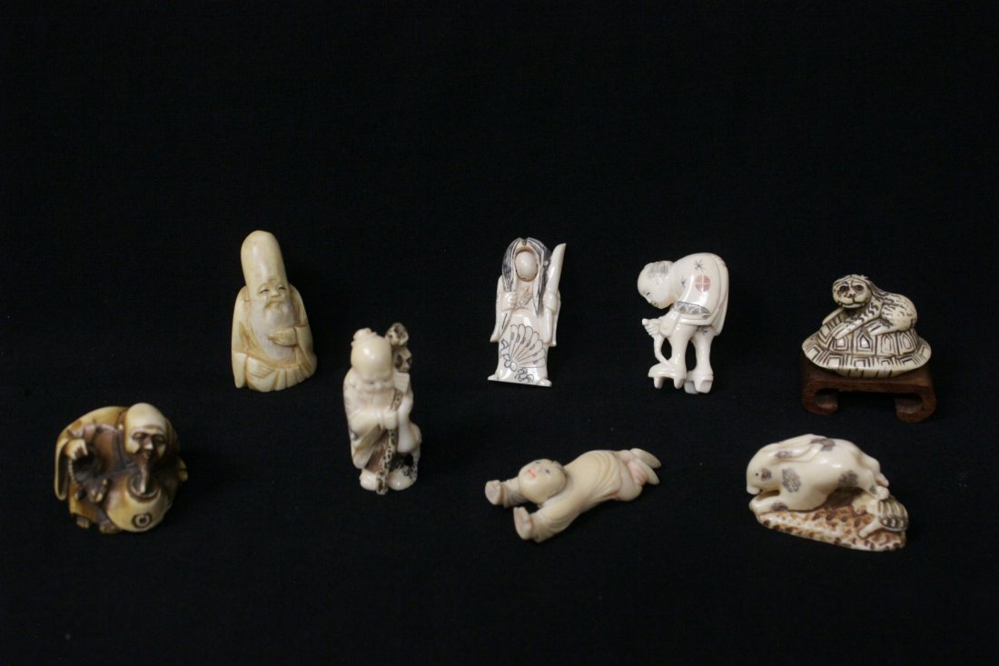 8 Japanese ivory netsuke /okimono (1 of 10)