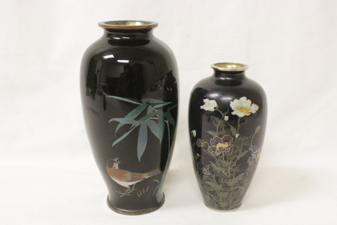 2 Japanese antique cloisonne vases, signed (1 of 10)
