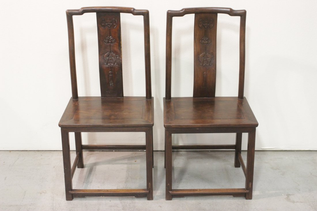 Pair Chinese antique rosewood side chairs (1 of 10)