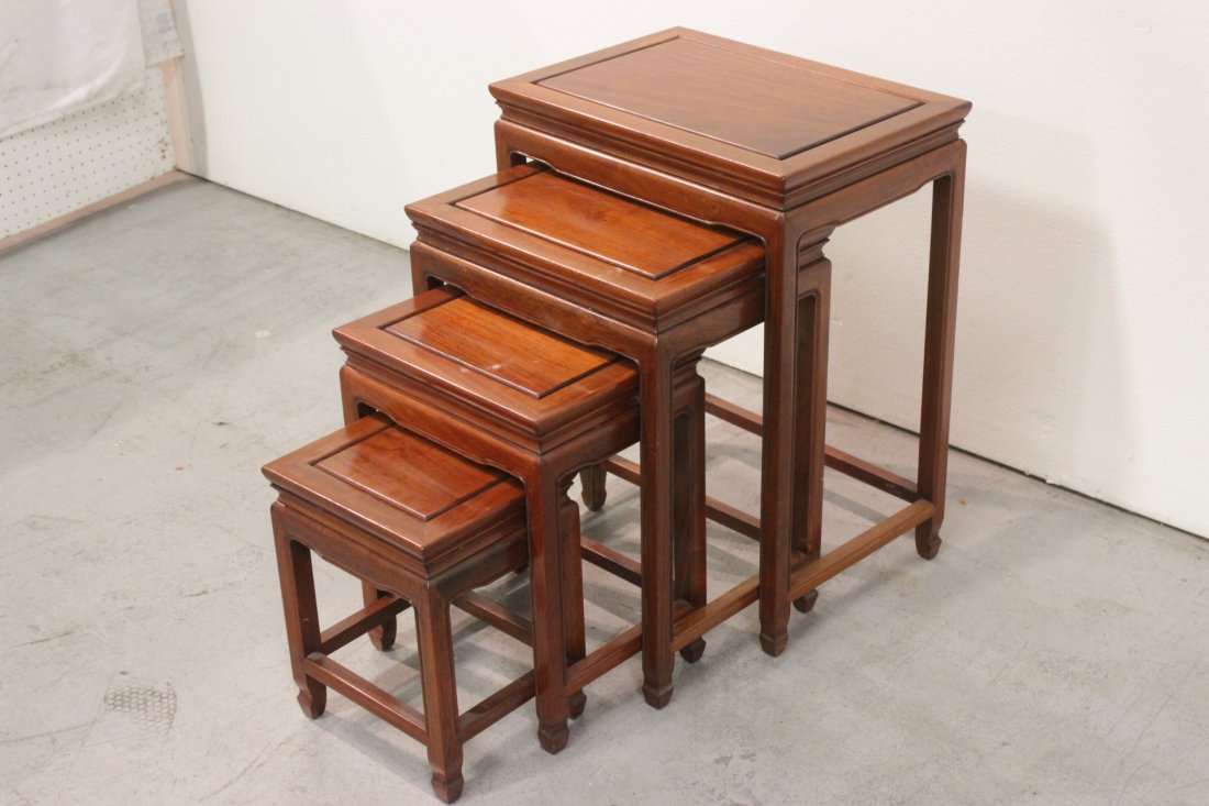 4 pieces Chinese rosewood nested table set (1 of 10)