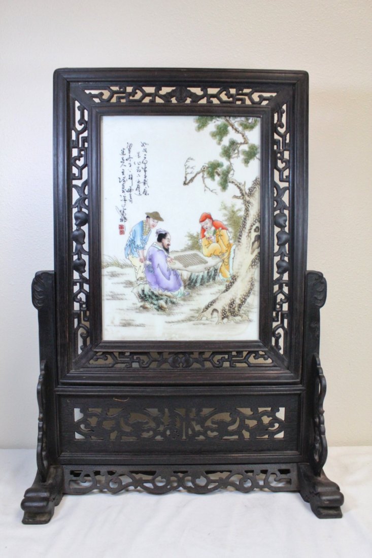 Chinese hand painted porcelain plaque (1 of 10)