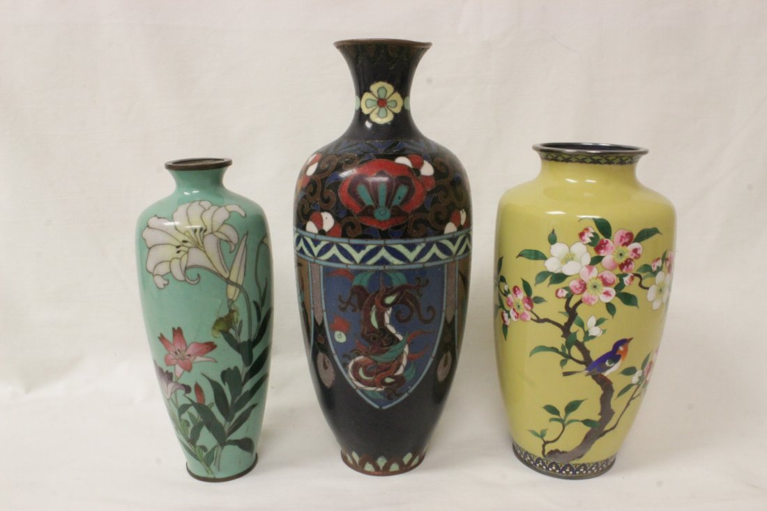 3 Japanese vintage cloisonne vases (1 of 10)