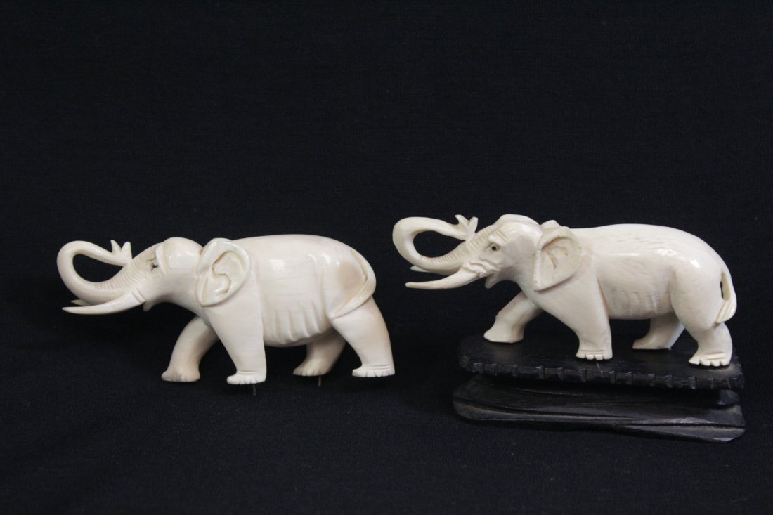 2 ivory carved elephants (1 of 10)