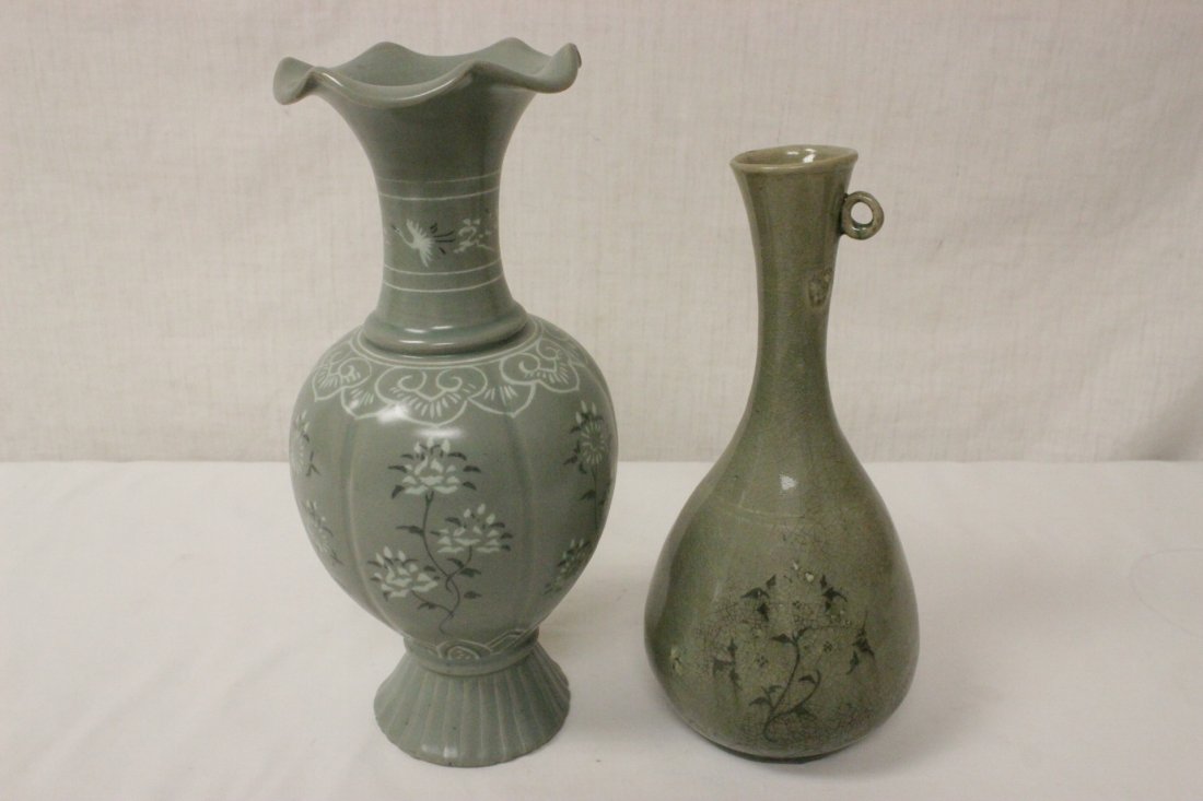 2 Korean vintage celadon vases (1 of 10)