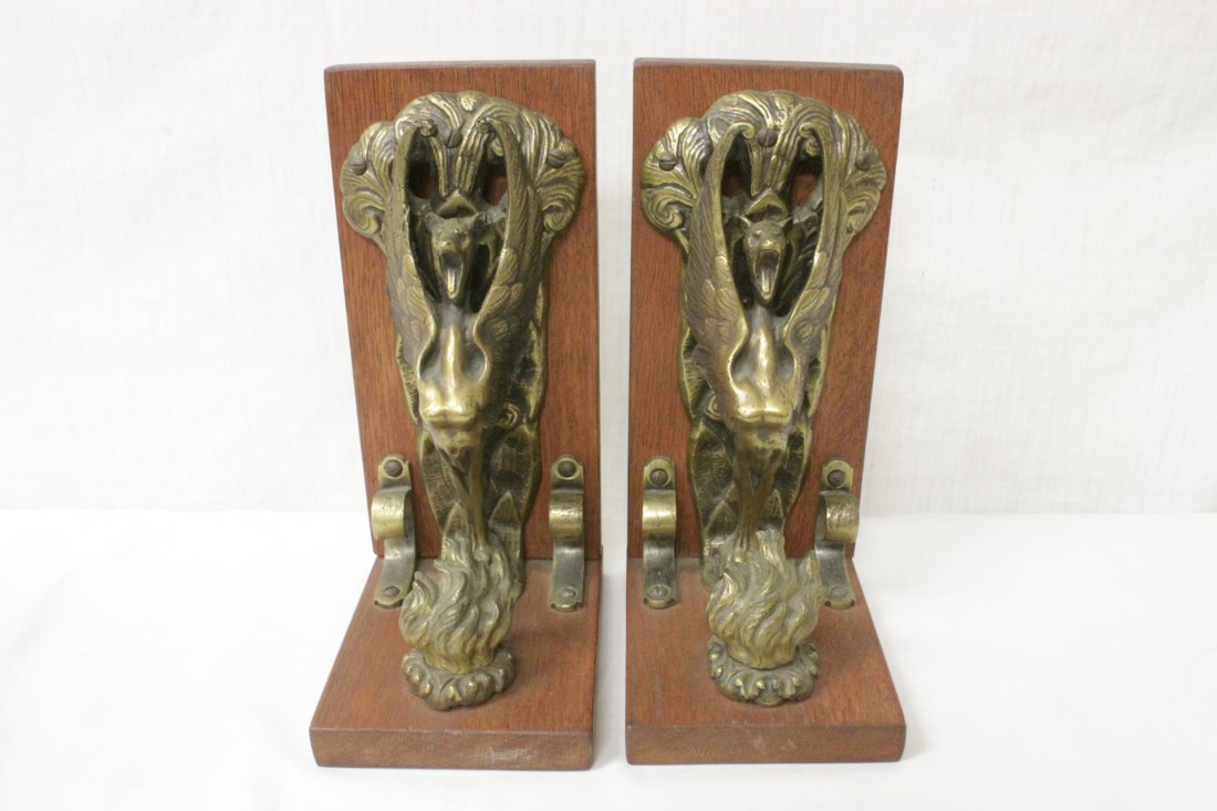 Pair fancy brass bookends (1 of 8)