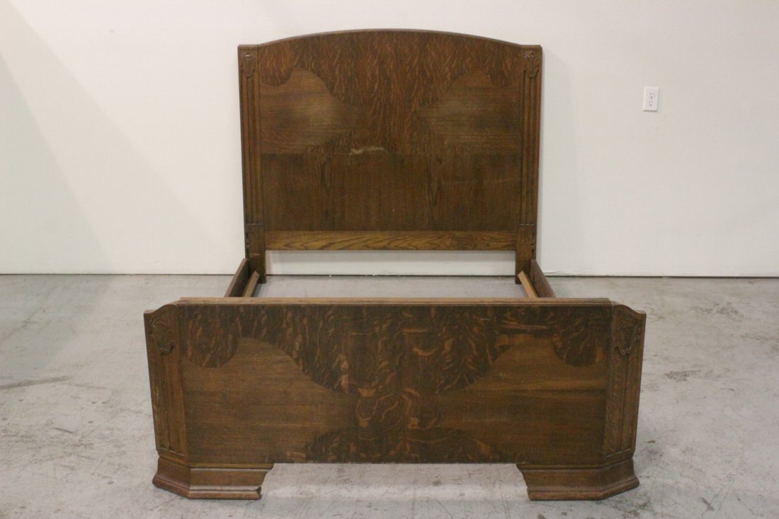 A beautiful art deco oak queen size bed (1 of 9)