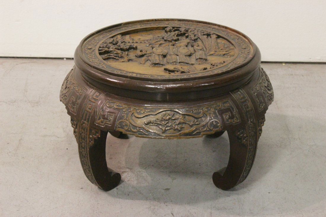 Chinese 19th c. camphor wood carved table (1 of 10)