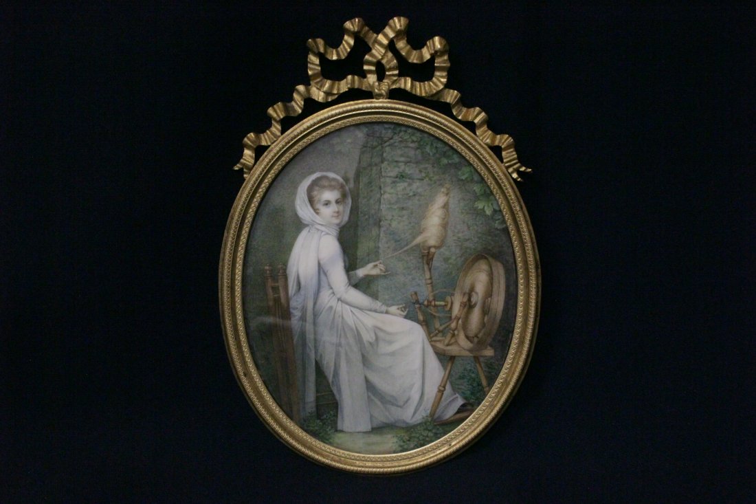 lg painting on ivory plaque w/ gilt bronze ormolu (1 of 10)