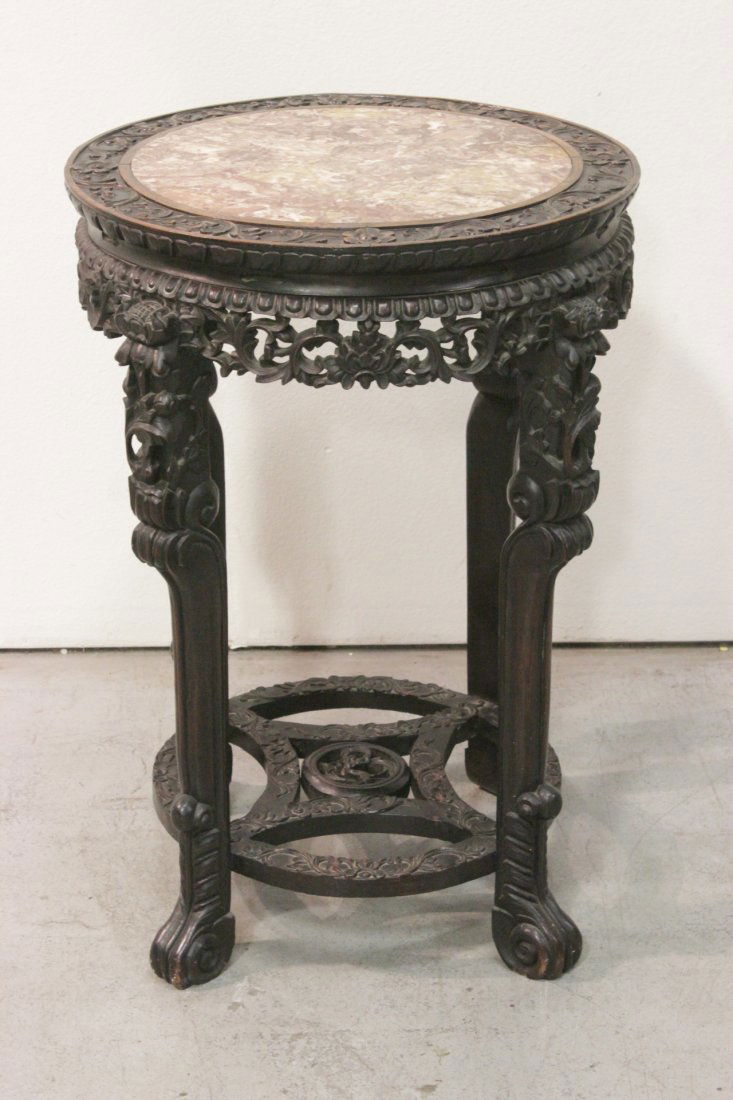 Chinese 19th century marble top pedestal tables (1 of 10)