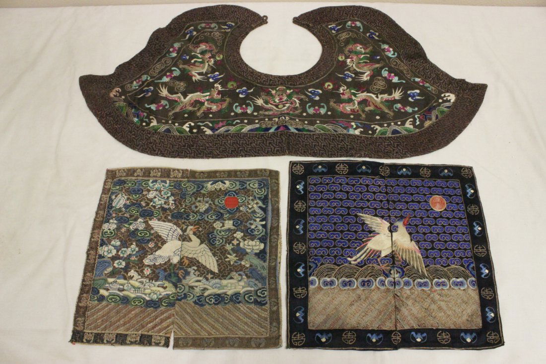 3 Chinese antique embroidery pieces (1 of 10)