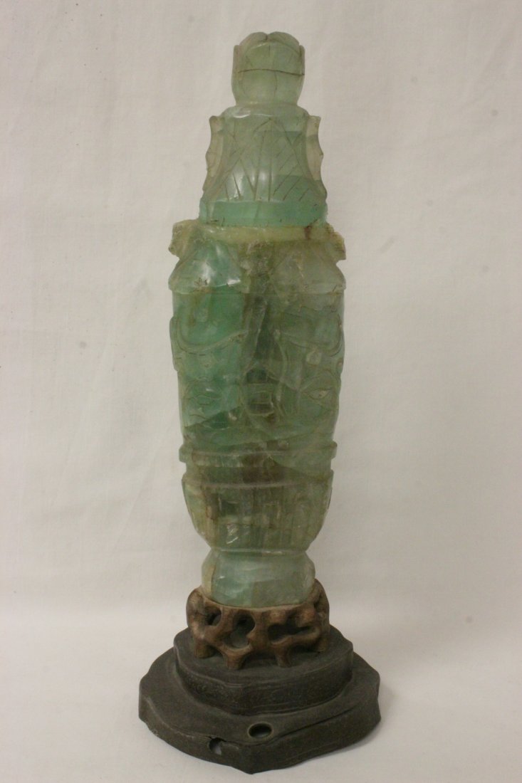 Chinese antique fluoride covered vase: Chinese antique fluoride covered vase, 9.6"Hx3"x1.6"