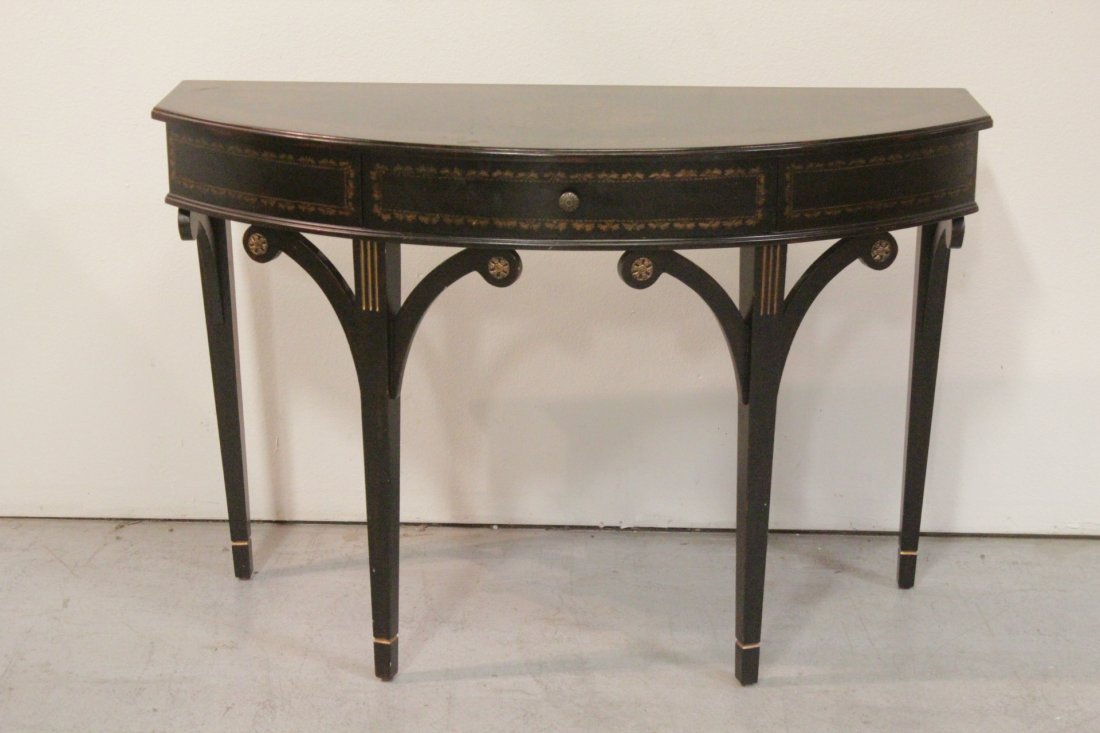 Ebonized console table painted with flowers (1 of 10)