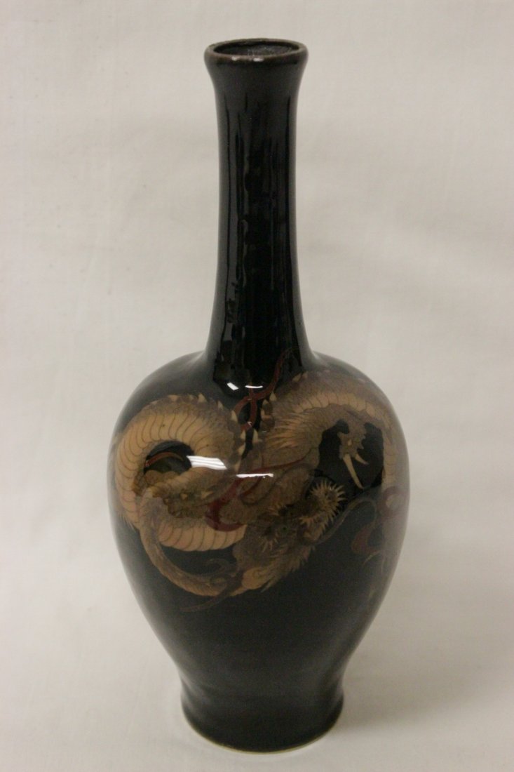 Japanese black background cloisonne vase (1 of 10)