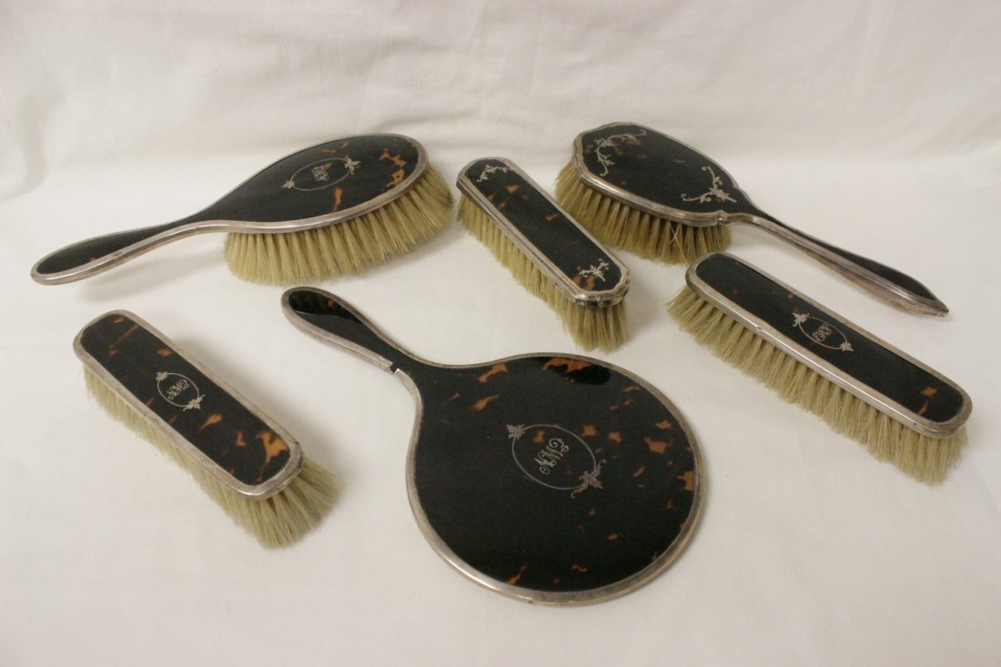6pc sterling and tortoise shell dressing set (1 of 10)