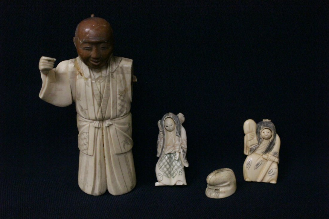 4 Japanese ivory carvings (1 of 10)