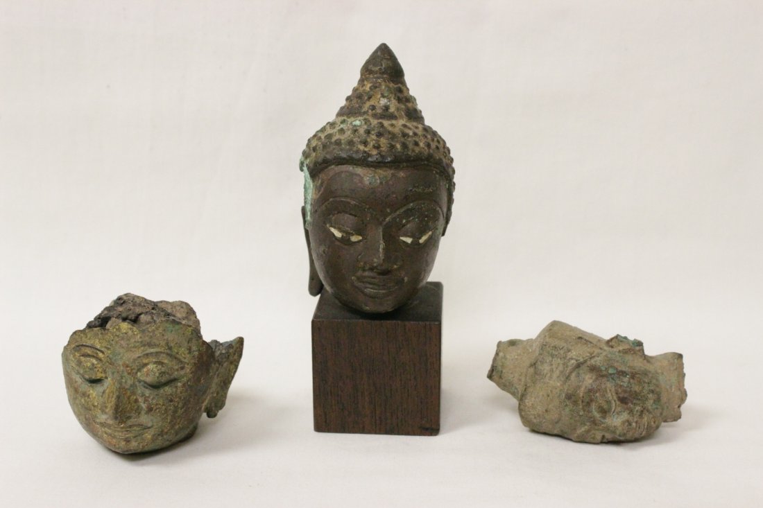 Three 16th/17th c. Thai bronze heads (1 of 10)
