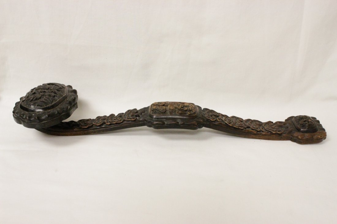 A fine Chinese large antique wood carved ruyi (1 of 9)