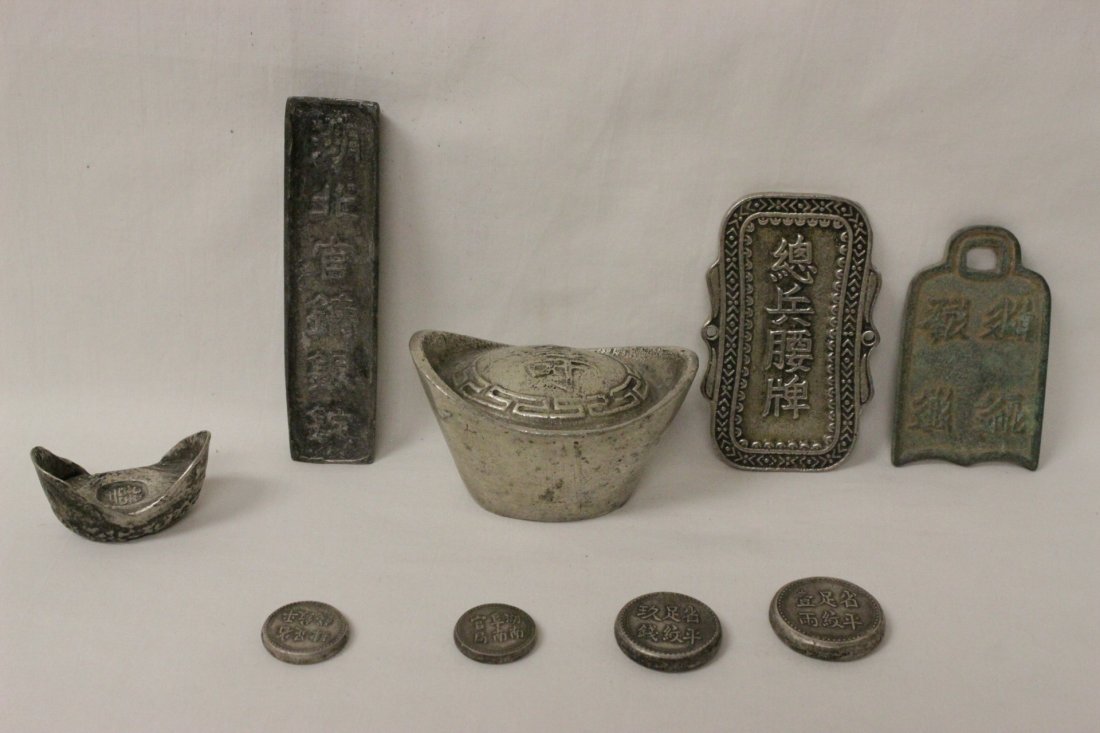 Lot of Chinese silver like and bronze items (1 of 10)