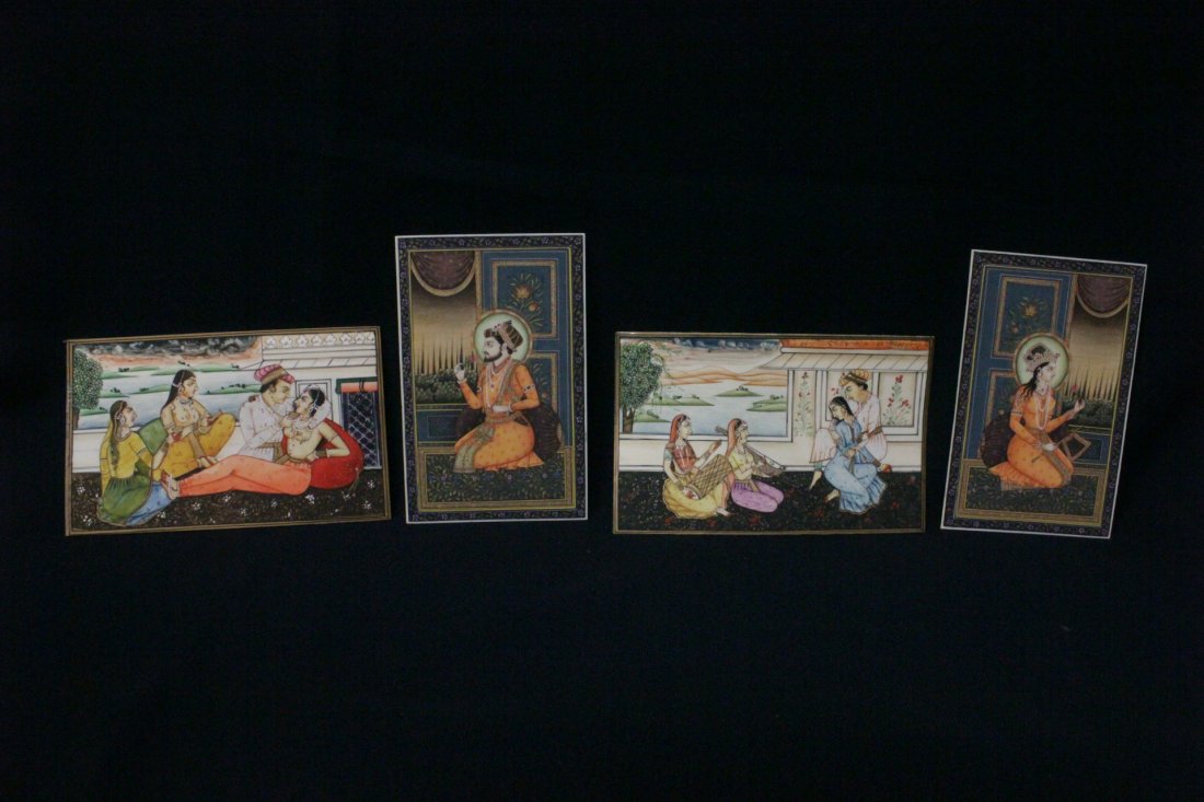4 Vintage Indian painted ivory plaques (1 of 10)