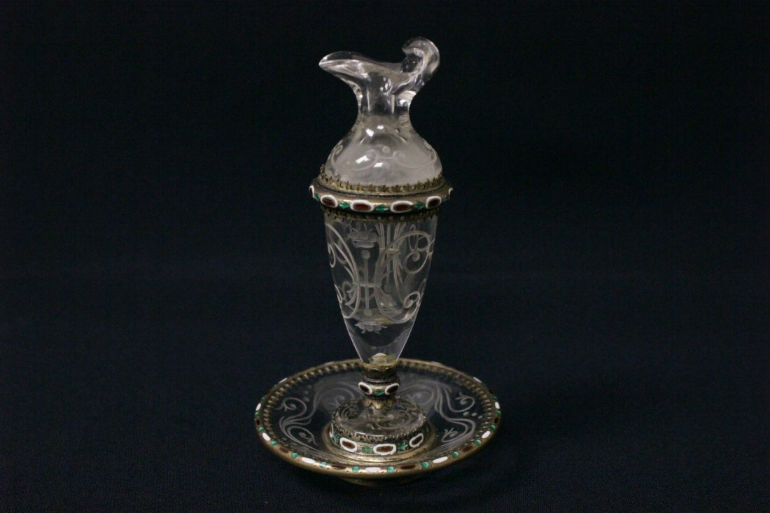 antique Austrian rock crystal & enamel silver vase (1 of 10)